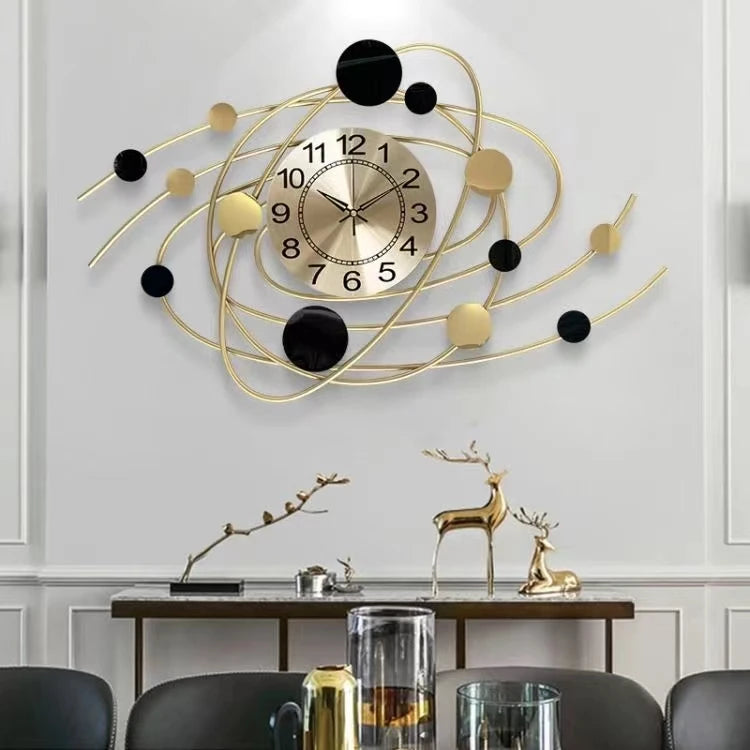 Large 3D Metal Wall Clock – Modern Iron Gold Decorative Designer Clock for Home Decor