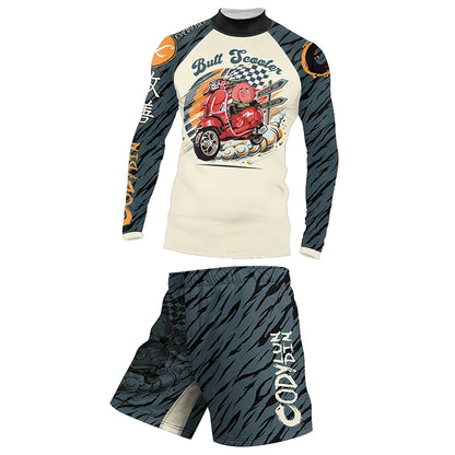 Cody Men’s 4‑Piece Gym Training Set – Compression Leggings, Thermal Shorts & Rash‑Guard Sportswear