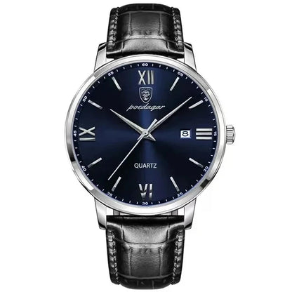 POEDAGAR 826 Leather Quartz Watch – Luxury Waterproof Sports Watch for Men, Business Wristwatch with Date Display Samuel