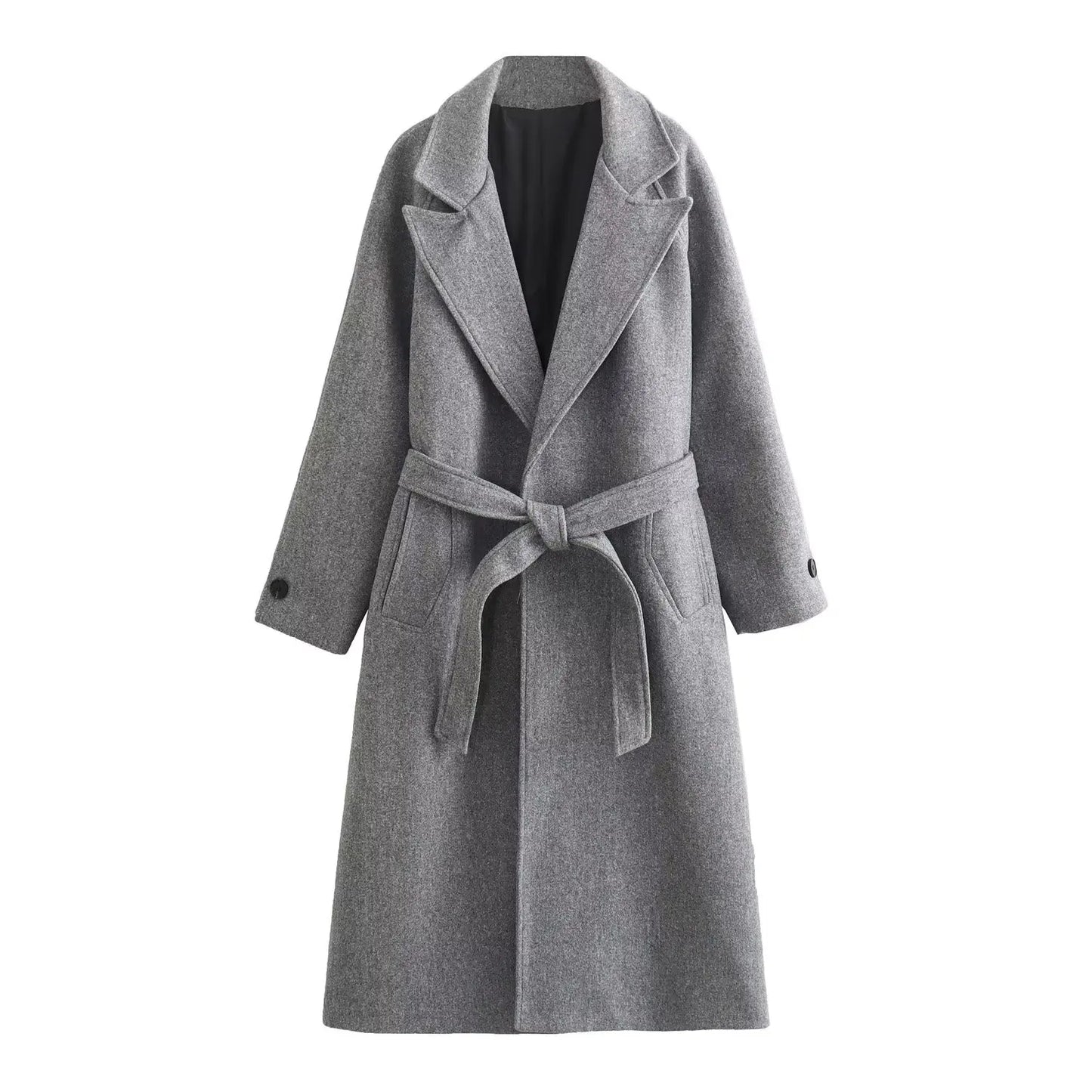 Elegant Long Sleeve Fall Overcoat – Women's Belted Vintage Coat Audrey