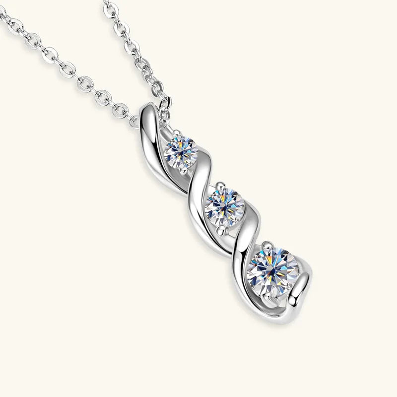 D Color Sterling Silver Infinity Moissanite 3-Stone Necklace for Women | Elegant Daily Jewelry | Factory Direct Luxury Design Denise