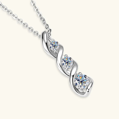 D Color Sterling Silver Infinity Moissanite 3-Stone Necklace for Women | Elegant Daily Jewelry | Factory Direct Luxury Design Denise