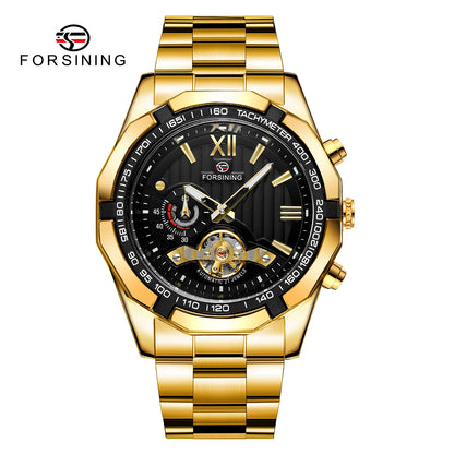 FORSINING 8235 Men's Mechanical Watch – New Arrival, Stainless Steel Band, Waterproof, Luminous, Vintage Business Design