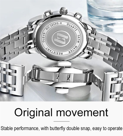 OLEVS 2859 Men's Chronograph Watch – Fashion Business Stainless Steel Quartz Wristwatch, Waterproof and Stylish