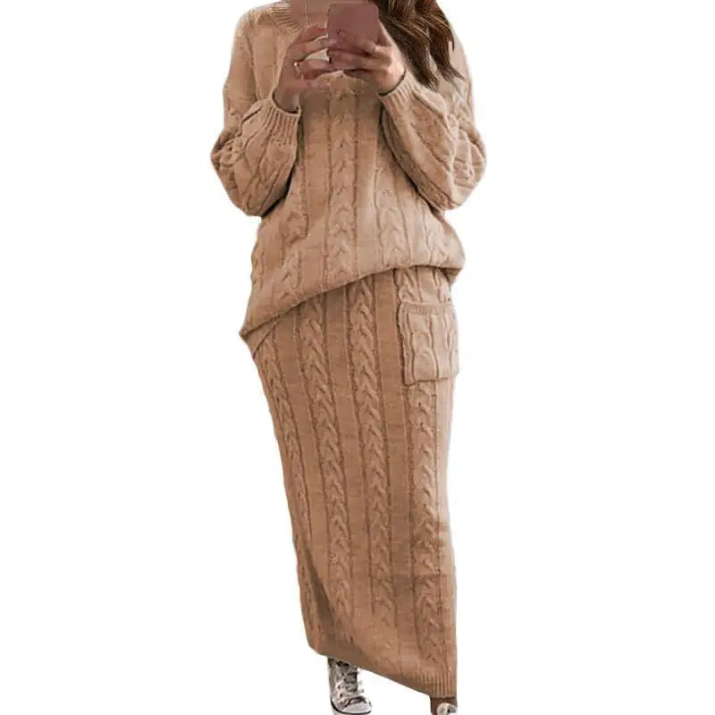 Women's Multi-Color Turtleneck Sweater Set - Drop Shoulder Knitwear for Comfortable Fall Fashion Lavinia