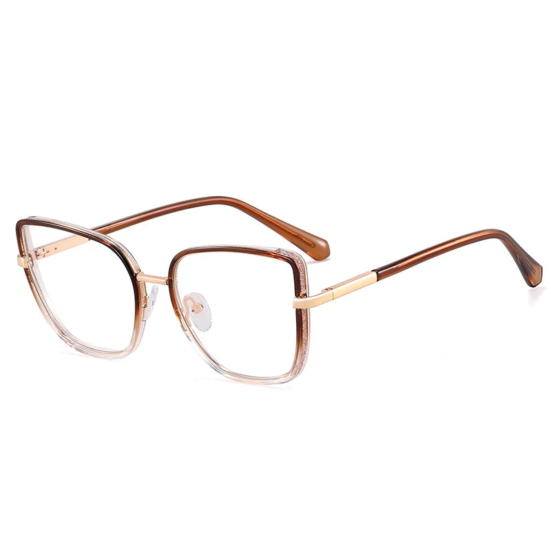 Large Frame Fashion Eyeglasses Women's Anti Blue Light Blocking Glasses