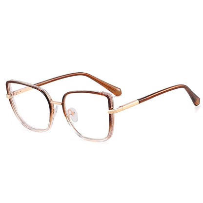 Large Frame Fashion Eyeglasses Women's Anti Blue Light Blocking Glasses