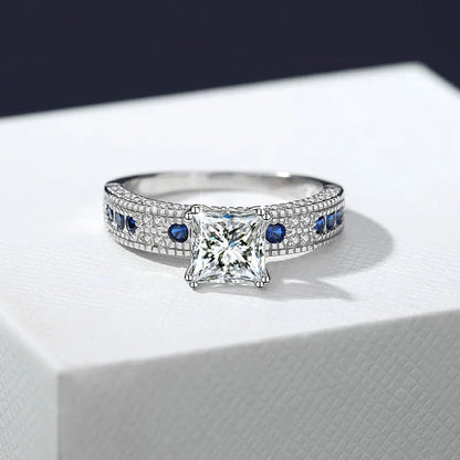 Fine Jewelry | S925 Sterling Silver Princess Cut Moissanite Diamond Ring | VVS1 Clarity Engagement & Wedding Band Gillian