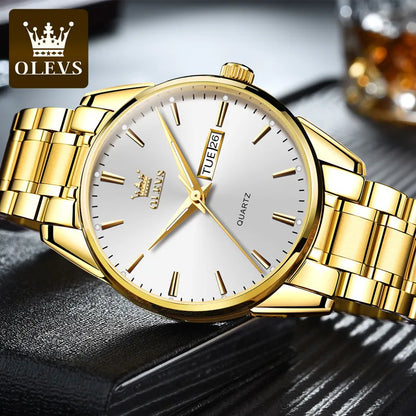 OLEVS 6898 Quartz Wristwatch: Hot-Selling Affordable Steel Strap Watch for Men | Waterproof, Week Display, Business Style