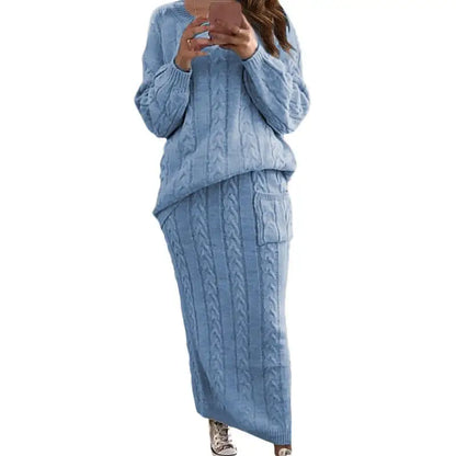 Women's Multi-Color Turtleneck Sweater Set - Drop Shoulder Knitwear for Comfortable Fall Fashion Lavinia