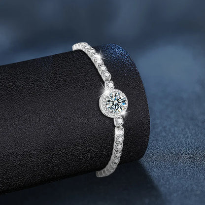 Luxury S925 Sterling Silver Moissanite Bracelet: Elegant Bangles Celaena