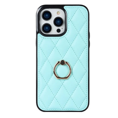 Luxury Leather Phone Case with Rotating Metal Ring | Shockproof Cover for iPhone 14, 13, 12, 11 Pro Max