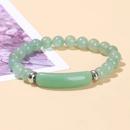 8mm Pink Crystal Bead Bracelet – Natural Stone Stretch Bracelet with Stainless Steel Accessories