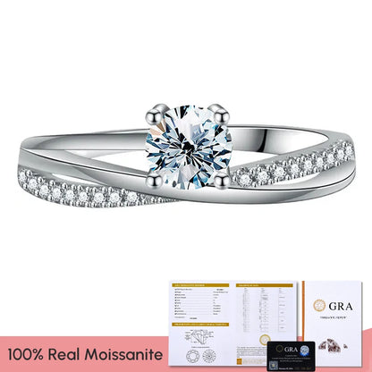 925 Sterling Silver Luxury X-Shape Moissanite Ring – Full Eternity Solitaire Wedding Jewelry for Women