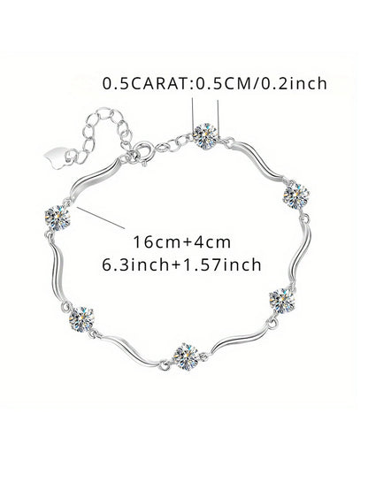 925 Sterling Silver Gold-Plated Bracelet – Cute Moissanite Charm Jewelry for Women, Girls, and Children Colette