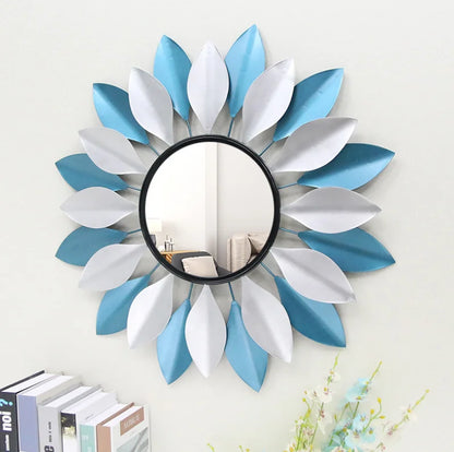 Metal Nordic Style Flower Shape Mirror – Modern Living Room Sofa Background Wall & Porch Decoration