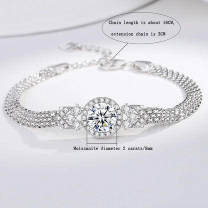 S925 Silver Moissanite Bracelet – French Gentle Style, Versatile Fashion Accessory Freya