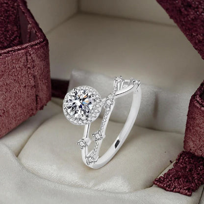 Elegant 0.5 Carat Moissanite Ring in 925 Sterling Silver – Perfect Engagement, Wedding, or Proposal Gift for Her