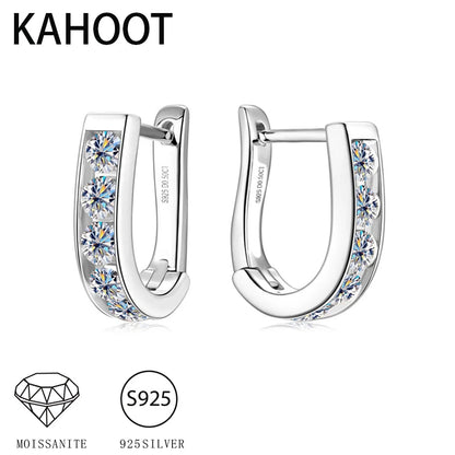 S925 Sterling Silver U-Shaped Moissanite Earrings 0.1ct, Minimalist Design, High-End Couple Style, Sweet & Modern Cora