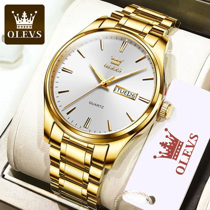 OLEVS 6898 Quartz Wristwatch: Hot-Selling Affordable Steel Strap Watch for Men | Waterproof, Week Display, Business Style