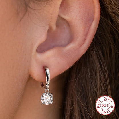 GRA Certified 1CT Moissanite Hoop Earrings – Luxury 925 Sterling Silver 18K White Gold Plated Wedding Fine Jewelry for Women Justine