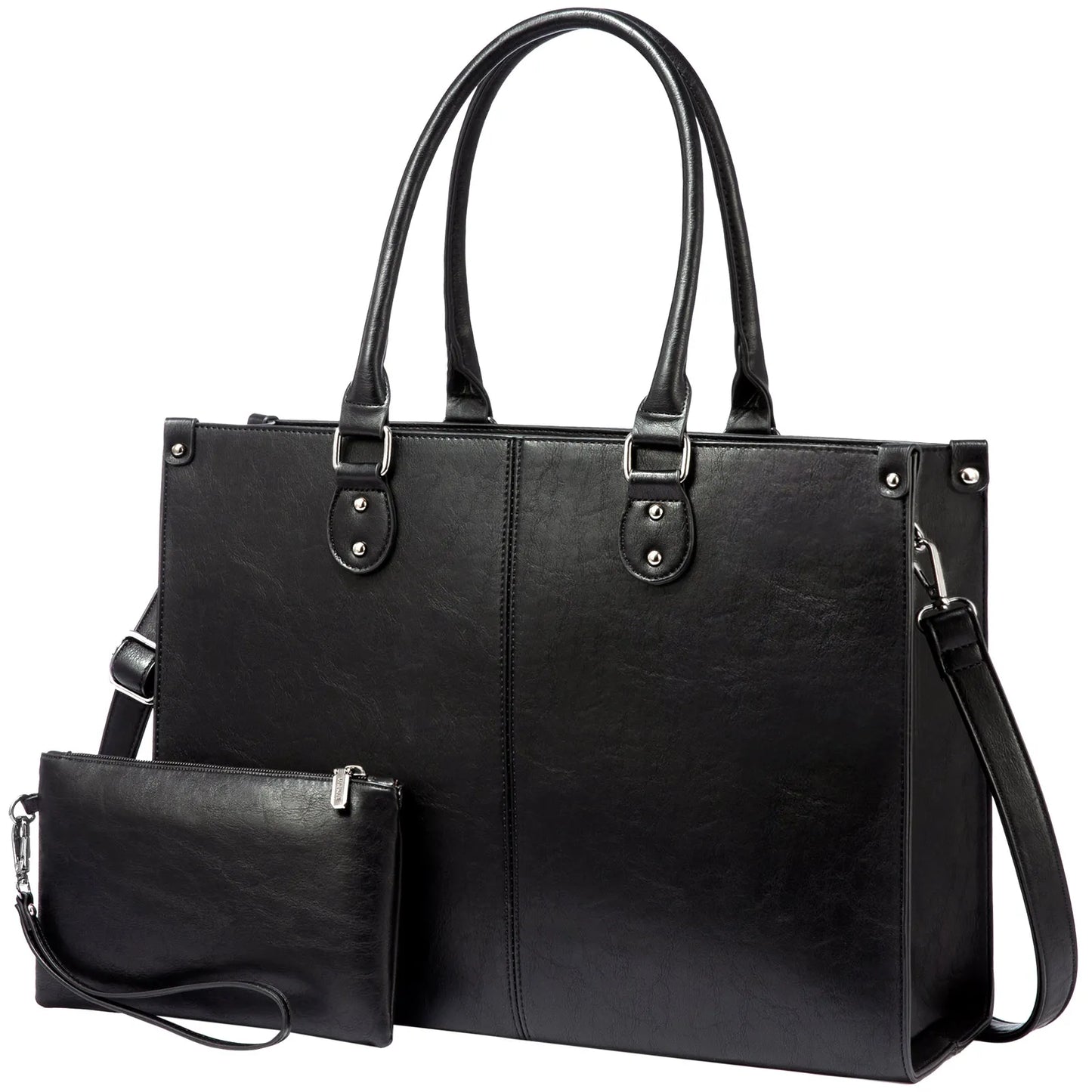 Vintage Leather Laptop Tote Bag – Large Capacity Business Handbag for Women, Stylish Work Bag & Computer Bag