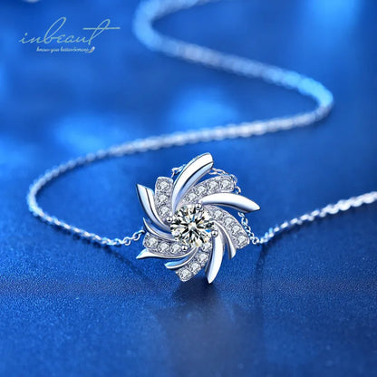 925 Silver Windmill Pendant Necklace – 1 Carat D-Color Moissanite, Brilliant Cut, Diamond-Tested Fine Jewelry for Women Amalia