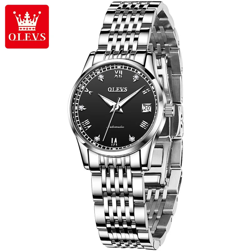 OLEVS 6602 Women's Luxury Automatic Skeleton Watch - Elegant Mechanical Fashion Timepiece for Ladies
