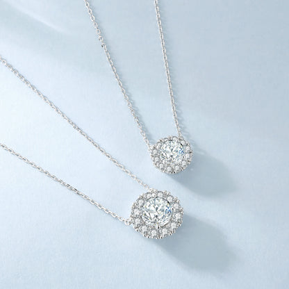 Moissanite Necklace for Women - 925 Sterling Silver Gold-Plated Solitaire Pendant with Lab-Created Diamond