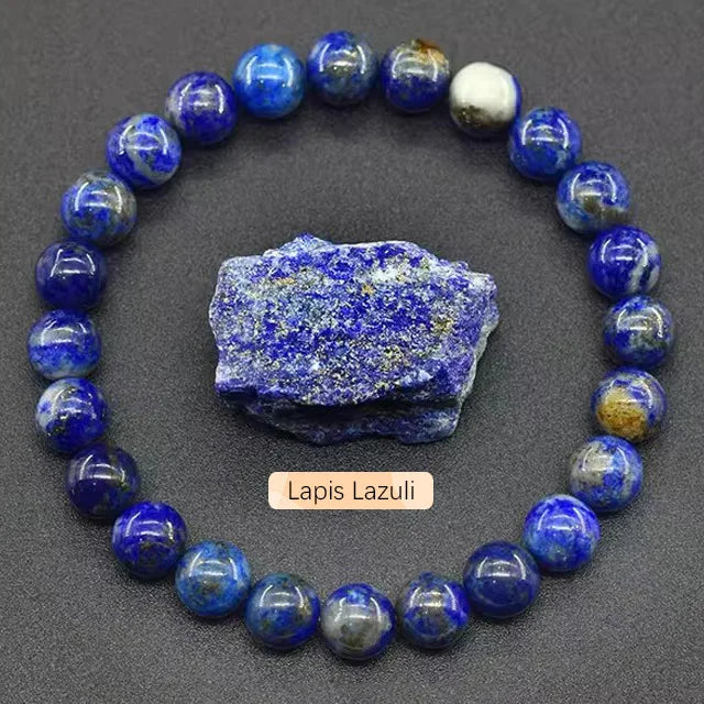8mm Natural Stone Beaded Bracelet | Fashion Crystal Elastic Stretch Jewelry Gift Nia