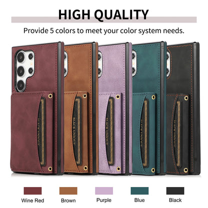 Luxury PU Leather Flip Phone Case – Wallet Cover with Card Holder & Credit Card Slots for Samsung S25, S24, S23 Ultra