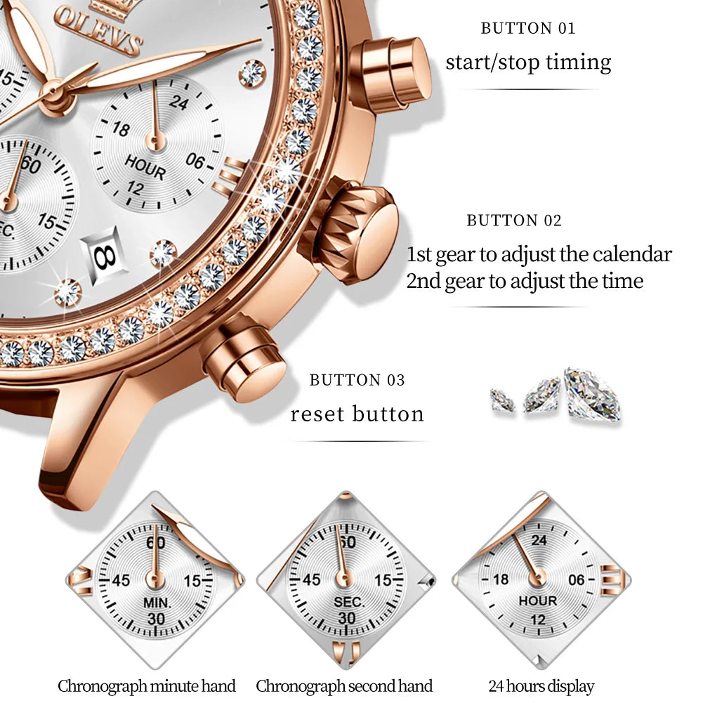 OLEVS 9933 Women's Luxury Quartz Watch - Elegant Leather Band, Stylish Analog Design for Ladies