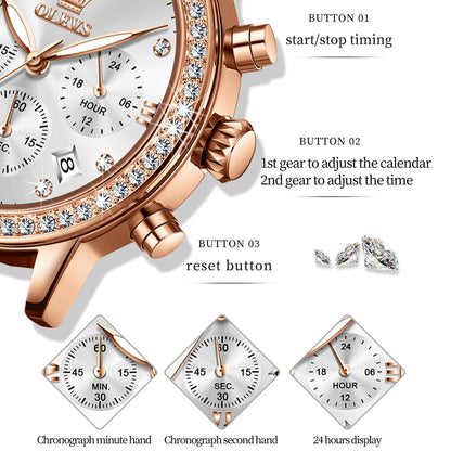 OLEVS 9933 Women's Luxury Quartz Watch - Elegant Leather Band, Stylish Analog Design for Ladies