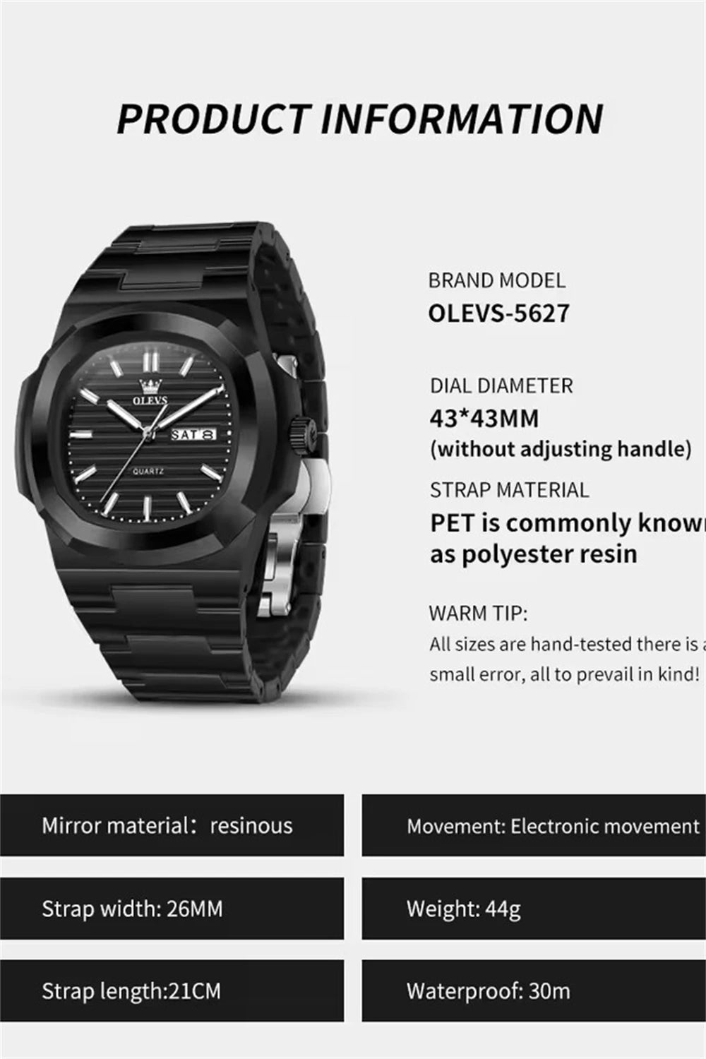 OLEVS 5627 Luxury Luminous Quartz Watch for Men Water Resistant Movement Date Calendar Mens Wristwatches Clock Reloj Hombre