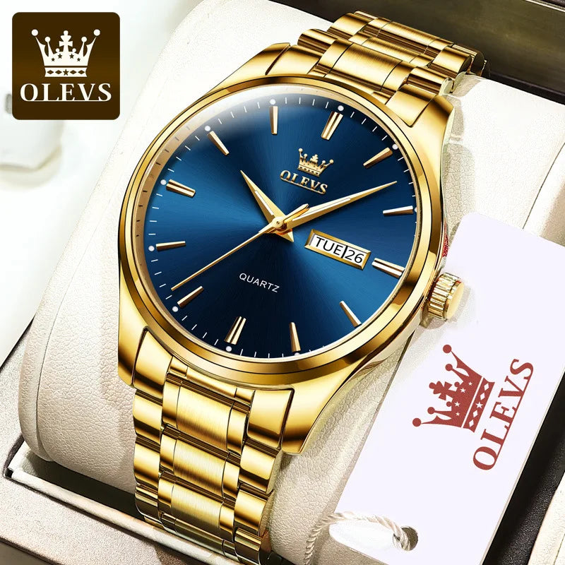 OLEVS 6898 Quartz Wristwatch: Hot-Selling Affordable Steel Strap Watch for Men | Waterproof, Week Display, Business Style
