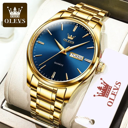 OLEVS 6898 Quartz Wristwatch: Hot-Selling Affordable Steel Strap Watch for Men | Waterproof, Week Display, Business Style