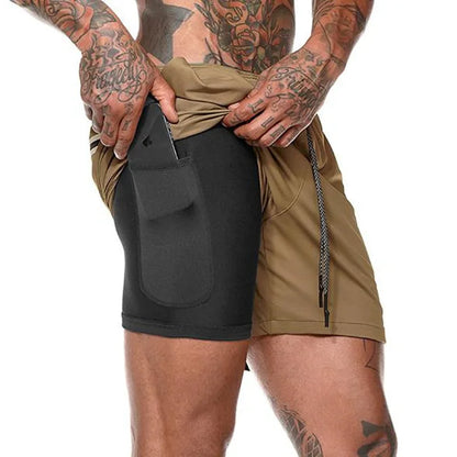 Men’s Double‑Layer Athletic Shorts – Quick‑Dry Polyester Gym Shorts for Workout, Fitness & Training Julian
