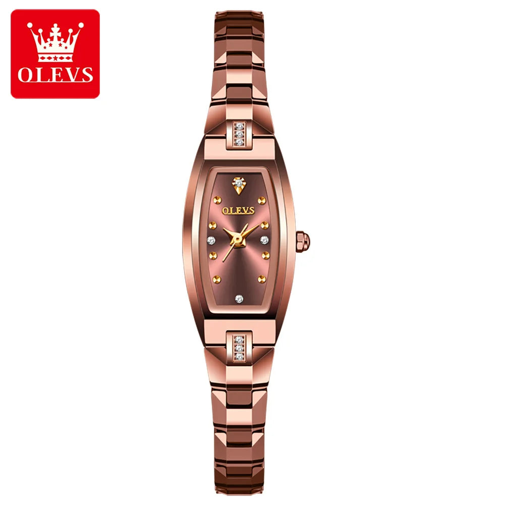 OLEVS 5501 Rose Gold Women's Quartz Watch – Waterproof 3ATM Alloy Wristwatch with Tungsten Steel Color Aubrey