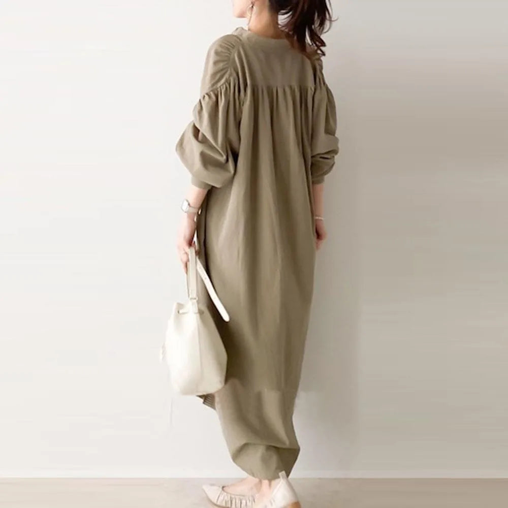 Women Summer Loose Simple and Breathable Long Single Breasted Shirt Women's Dress