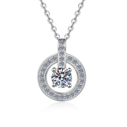 1ct Round Cut Moissanite Necklace Pendant – Fine Jewelry, D Color VVS1 Diamond Alternative, S925 Sterling Silver, Anniversary & Wedding Gift