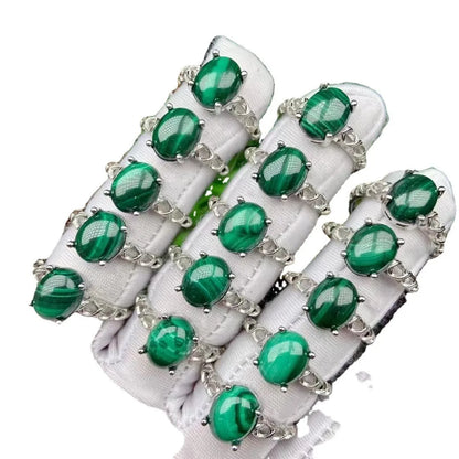 Natural Malachite Adjustable Ring – Crystal Quartz Gemstone Jewelry
