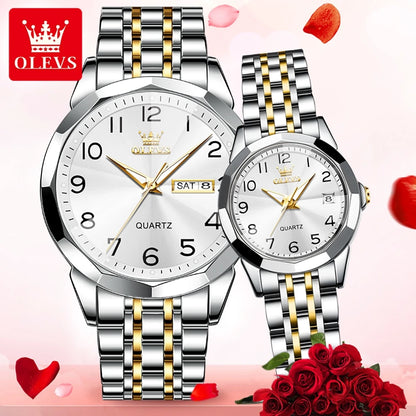 OLEVS 9970 Fashion Quartz Watches: Affordable Business Wrist Watches for Men & Women | Perfect Couple Gift Set