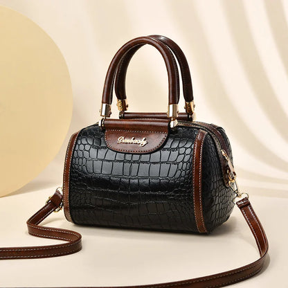 Women’s Handbags – Large Capacity Barrel-Style Boston Bag, Stone Pattern Messenger and Shoulder Bag Anna