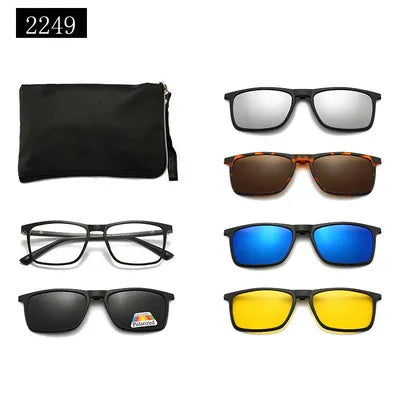 5-in-1 Polarized Magnetic Clip-On Sunglasses for Men & Women – Optical Frame with Magnet Clip-On Sun Glasses Robb