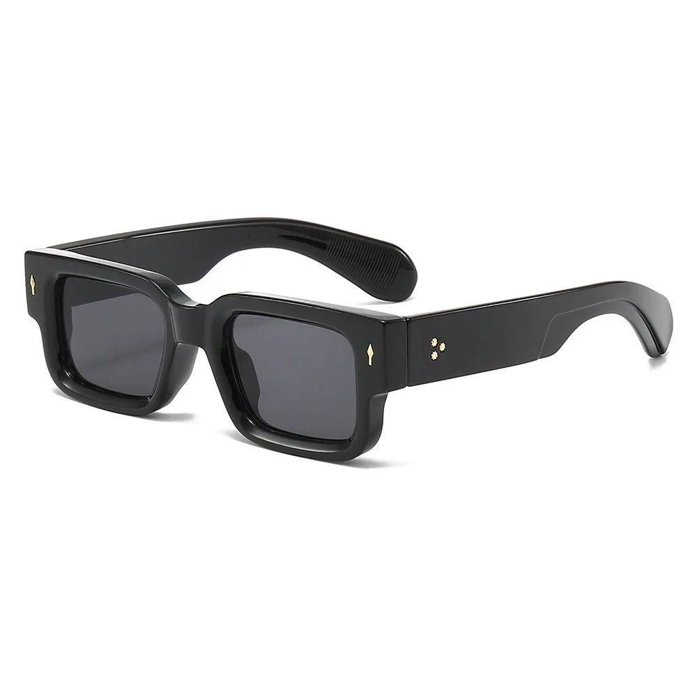 Rectangle Rivet Non Prescription Chunky Rectangle Blue Light Glasses Black Square Thick Frame Rectangle Women Men