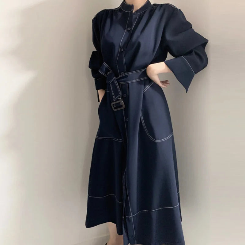 Spring & Autumn Korean Elegant A-Line Dress | Women's Loose Long Sleeve Temperament Dress Bianca