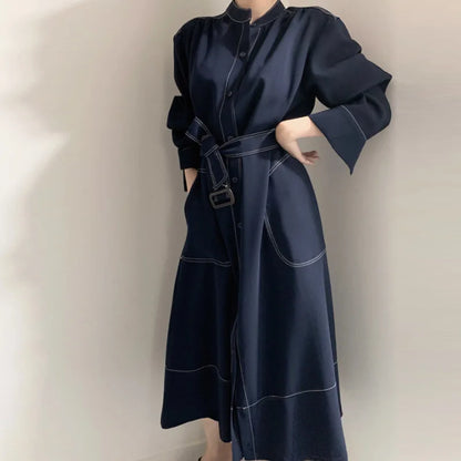 Spring & Autumn Korean Elegant A-Line Dress | Women's Loose Long Sleeve Temperament Dress Bianca