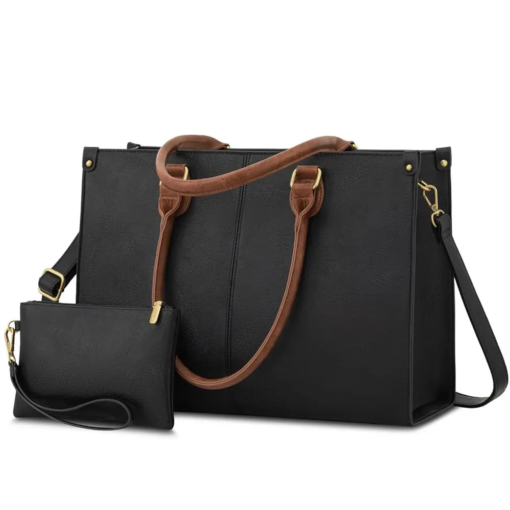 LOVEVOOK Women's PU Leather Tote - High-Quality 15.6-Inch Laptop Bag, Large Capacity Handbag Juliette