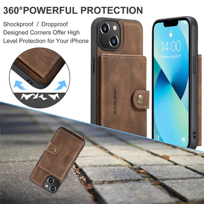 2-in-1 Detachable Magnetic Wallet Case | Retro PU Leather Phone Cover for iPhone 15, 14, 13, 12