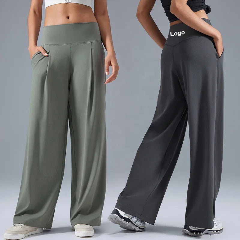 Women's Wide-Leg Yoga Pants - High-Waisted, Flowy Lounge Sweatpants with Pockets for Casual, Workout, and Pajama Wear Karylle